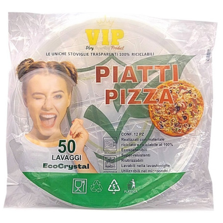 PIATTO RIUTILIZZ.PIZZA TRASP.VIP 12PZ