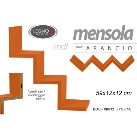 MENSOLA IN LEGNO 59X12X12 ARANCIO