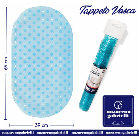 TAPPETO BAGNO OVALE 69X39CM AZZURRO NG