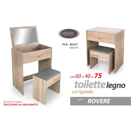 TOILETTE+SGAB.LEGNO ROVERE 60X40X75