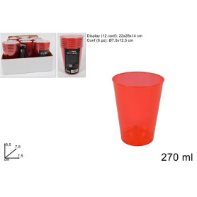 BICCHIERE PLASTICA 6PZ ROSSO 270CC