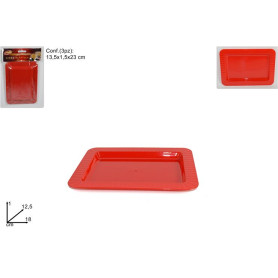 VASSOIO PLASTICA 3 PZ ROSSO