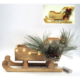 SLITTA LEGNO NAT.H.23X38X17CM C/20 LUCI