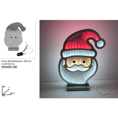 VISO BABBO NATALE LUMINOSO 3D 40CM