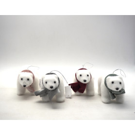 ORSO FLOCCATO BIANCO IN PIEDI H.8X12.5X7