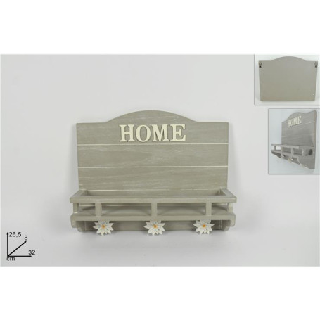 MENSOLA LEGNO HOME C/FIORE 3 GANCI