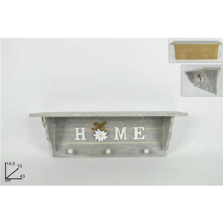 MENSOLA LEGNO HOME C/FIORE 3 GANCI