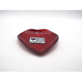 PIATTO VETRO CUORE D.17CM ROSSO