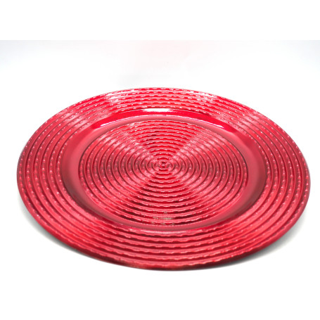 PIATTO PLASTICA 33CM ROSSO DISEGNI RILIE