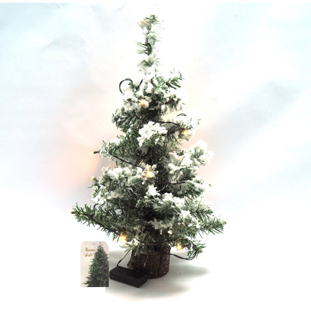 ALBERO PINO NEVATO CON 15 LED LUCE CALDA