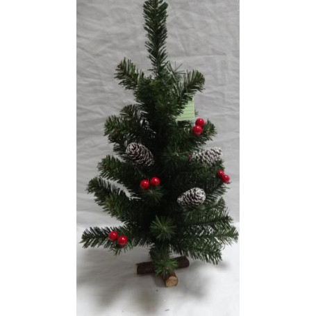 ALBERO NATALE H.50CM BASE LEGNO C/PIGNE