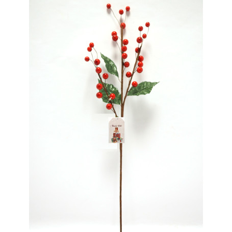 RAMO BACCHE ROSSE 75CM C/FOGLIE