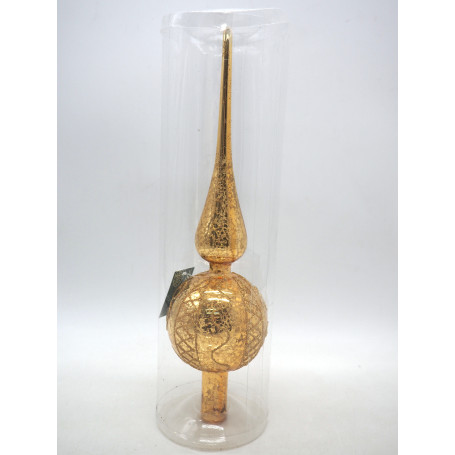 PUNTALE IN VETRO H.31XD.8CM ORO C/DECORI