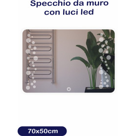 SPECCHIO DA MURO C/LUCI LED 70X50