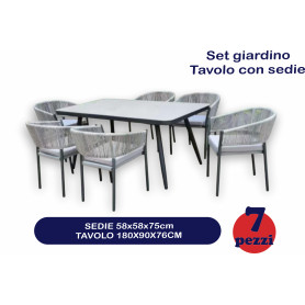 SET GIARDINO TAVOLO C/SEDIE 7PZ