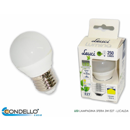 LAMPADINA LED LEUCI SFERA 3W E27 L/CALDA