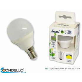 LAMPADINA LED LEUCI SFERA 3W E14 L/CALDA