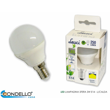 LAMPADINA LED LEUCI SFERA 3W E14 L/CALDA