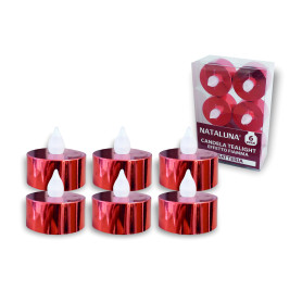CANDELA TEALIGHT A BATTERIE 6PZ ROSSO