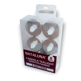 CANDELA TEALIGHT A BATTERIE 6PZ ARGENTO