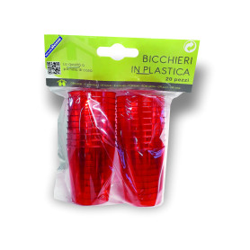 BICCHIERINI PLASTICA 60ML 20PZ ROSSO TRA