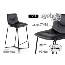 SGABELLO BAR NERO 44X50X94