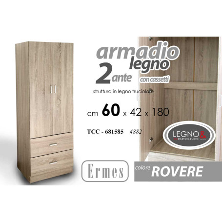 ARMADIO 2 ANTE+2CASS.ERMES 60X42X180 ROV