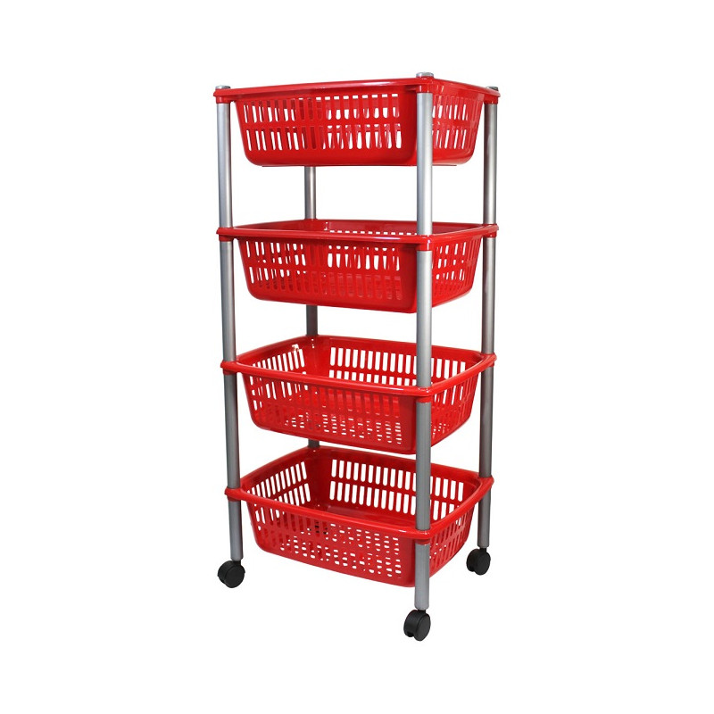 CARRELLO P/FRUTTA 4P ROSSO