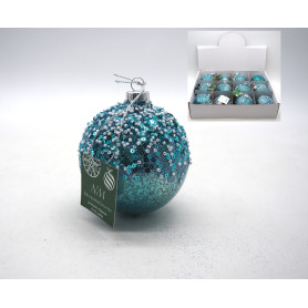 PALLA VETRO C/PERLE E PAILLETTES 8CM