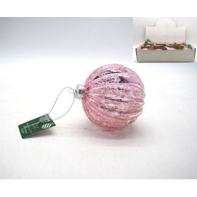 PALLA VETRO ROSA ANTICO C/SPICCHI D.8CM