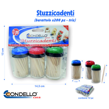 STUZZICADENTI TRIS BARATTOLI 200PZ