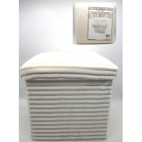 POUF QUADRATO VELLUTO RIGATO 35X35 CREMA