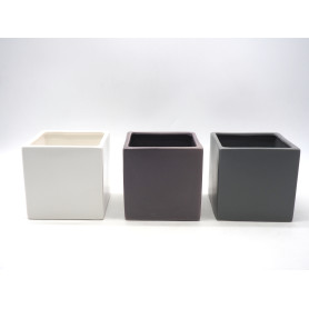 VASO QUADRATO CERAMICA OPACO 9X9X9 ASS.